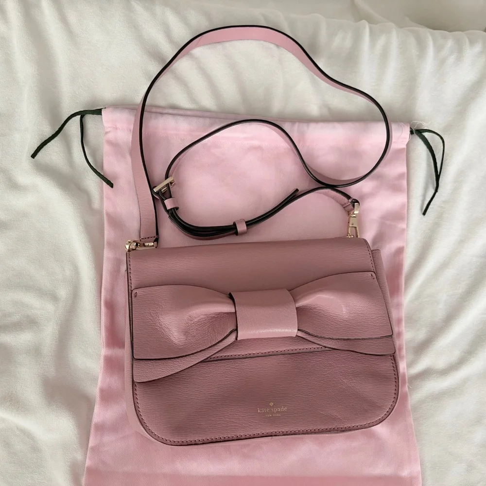 Kate Spade New York Pink Bow Crossbody Bag Burgundy Interior